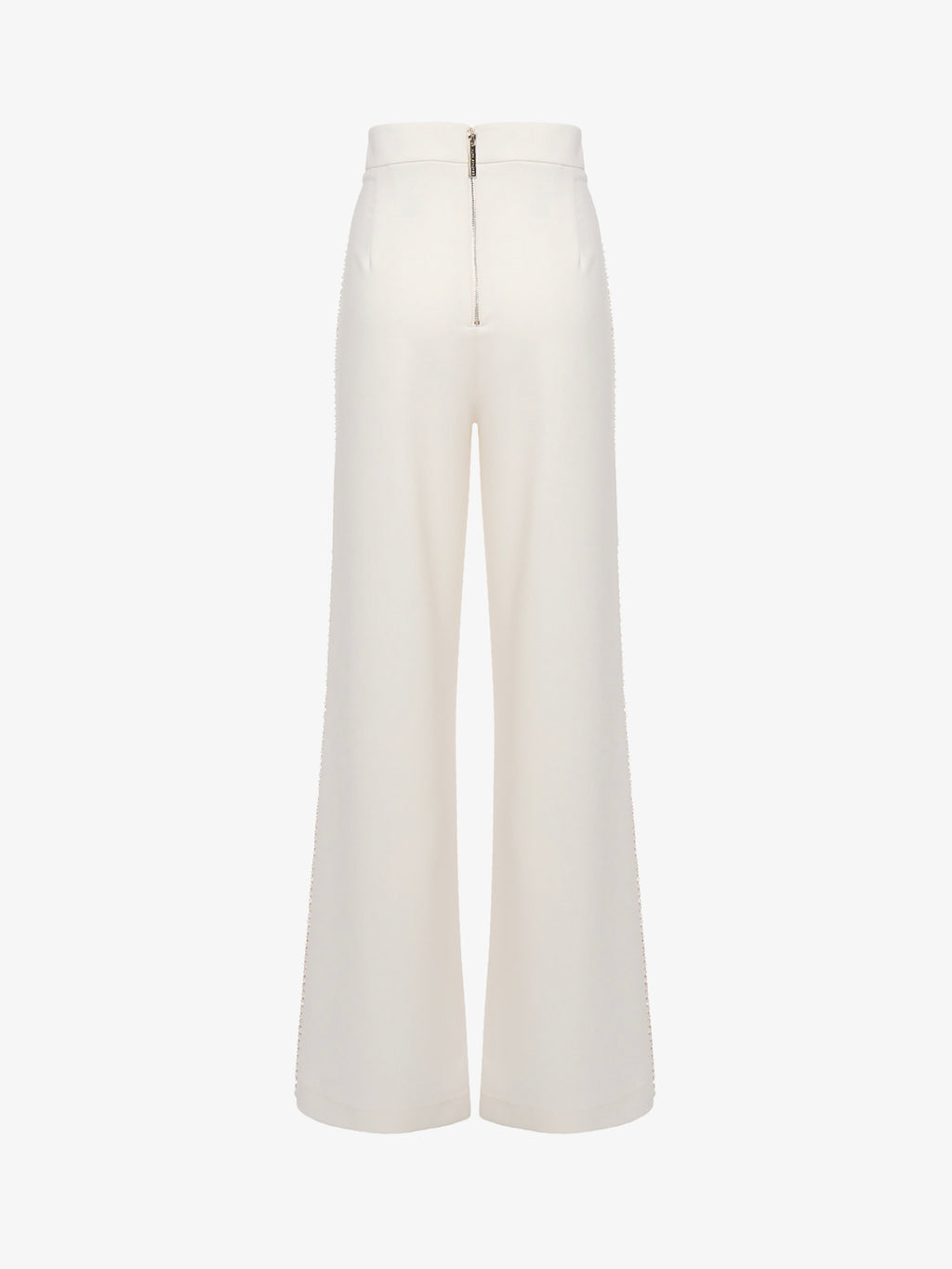 Straight leg trousers with side band with jewel application