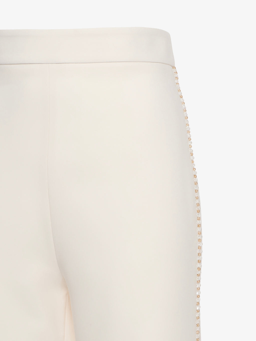 Straight leg trousers with side band with jewel application