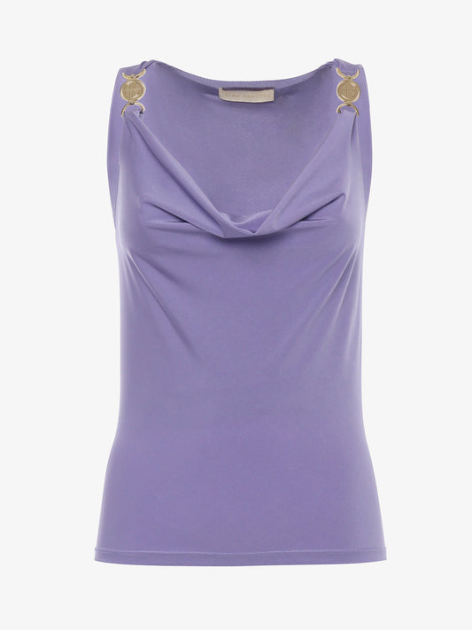 Jersey top with soft neckline and metallic decorations