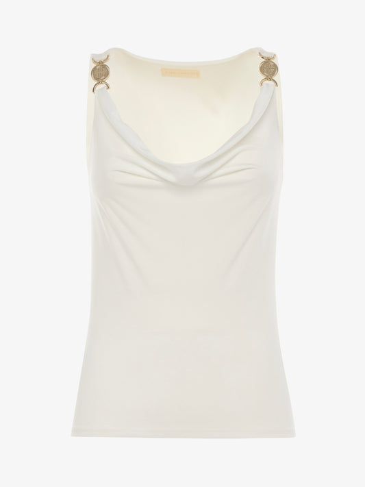 Jersey top with soft neckline and metallic decorations