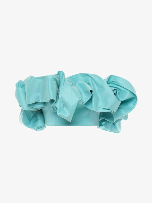 Strapless top with removable neckline in taffeta