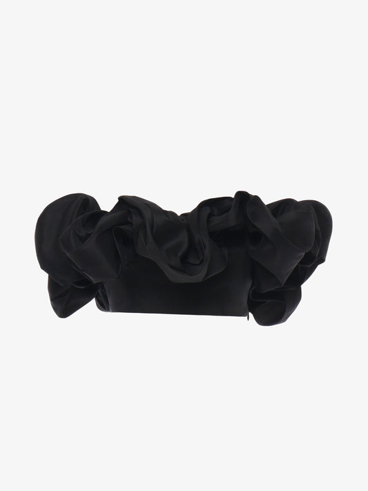 Strapless top with removable neckline in taffeta