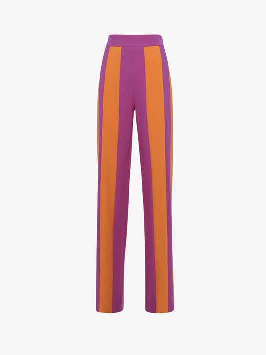 Pantaloni gamba dritta doppio colore in tessuto tecnico