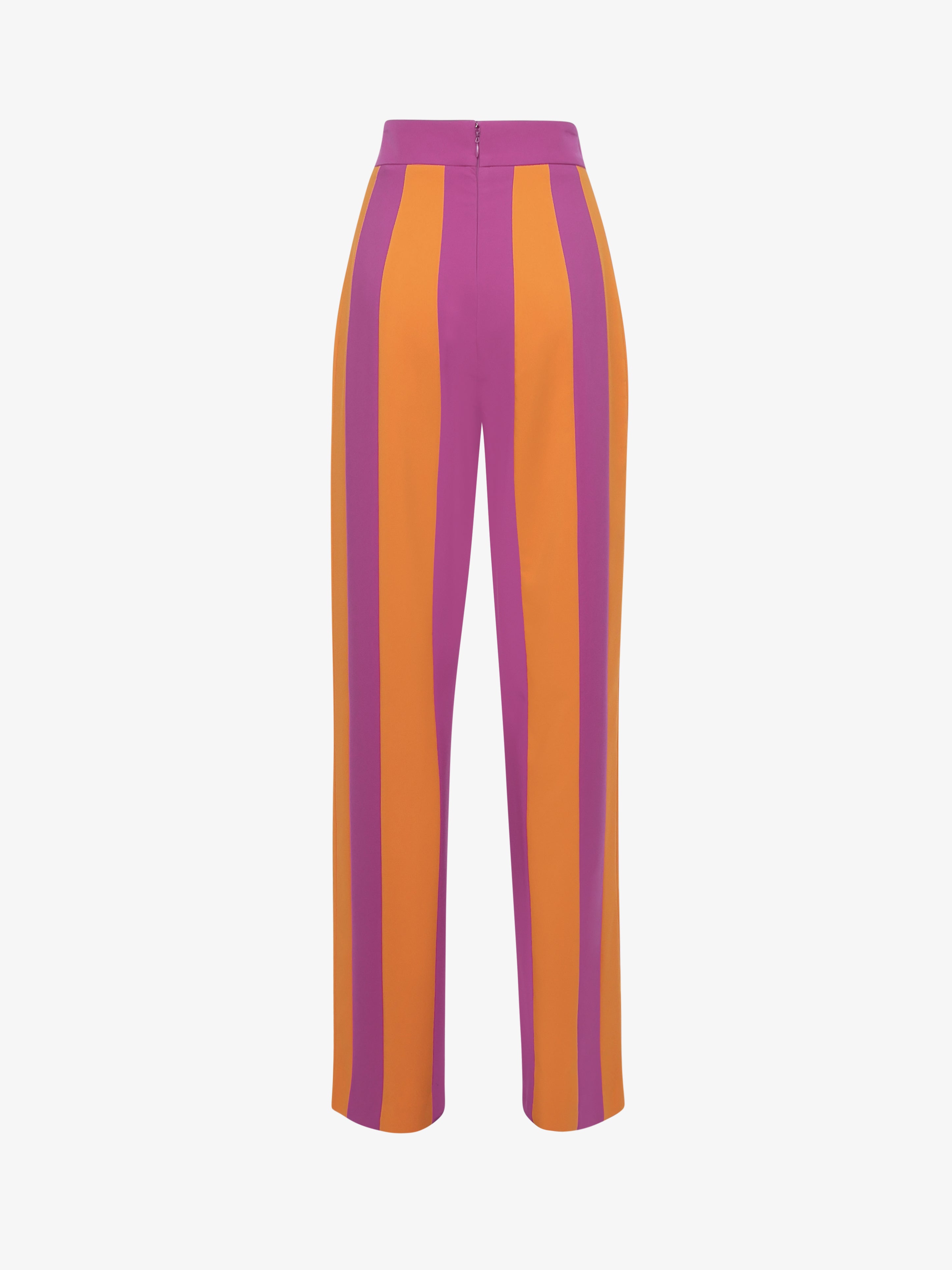 Double color straight leg trousers in technical fabric