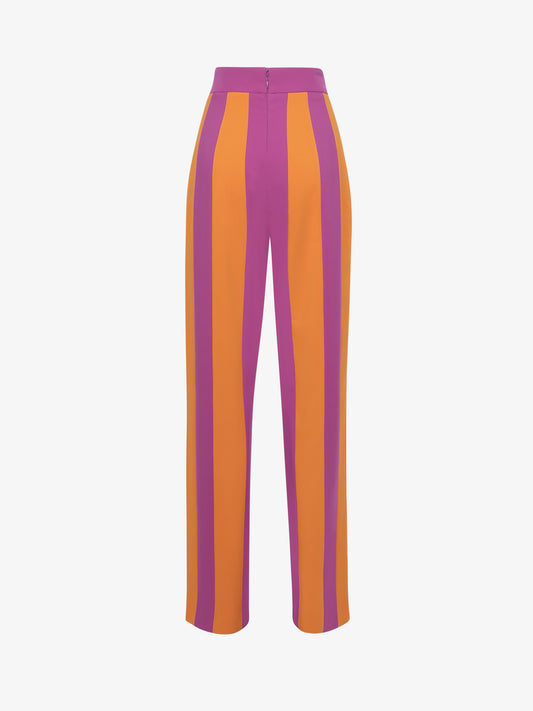 Pantaloni gamba dritta doppio colore in tessuto tecnico