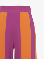 Double color straight leg trousers in technical fabric